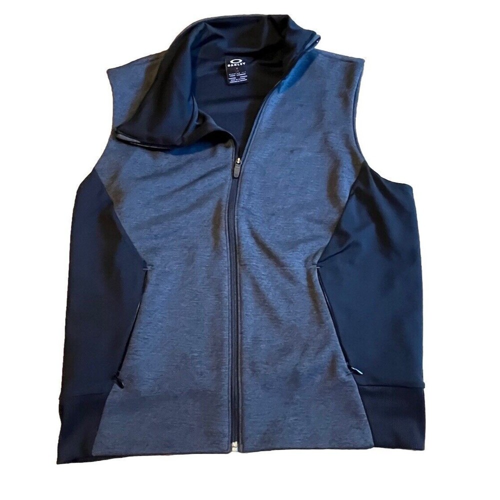 Oakley Woman’s Full Zip Golfing Vest‎ Sweater - Size Large Black Grey golf